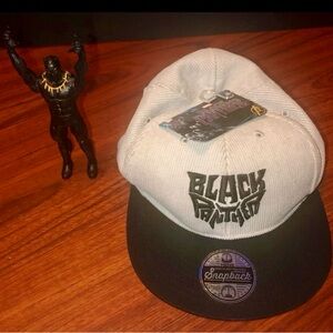 Marvel BLACK PANTHER Snapback Hat & Action Figure BUNDLE of 2 COLLECTIBLE HTF